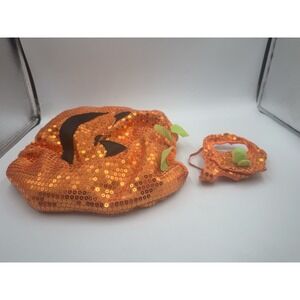 Halloween Pet Costume SMALL Pumpkin With Hat Preowned Excellent Condition
